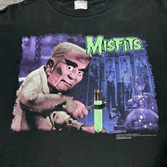 Vintage Misfits Mad Monster Party Shirt XL Black Short Sleeve Single Stitch - Picture 2 of 13